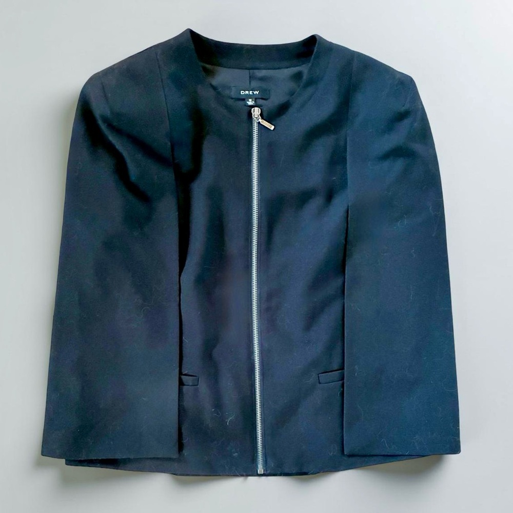 NWOT DREW Midnight Black Zip-Up Cape